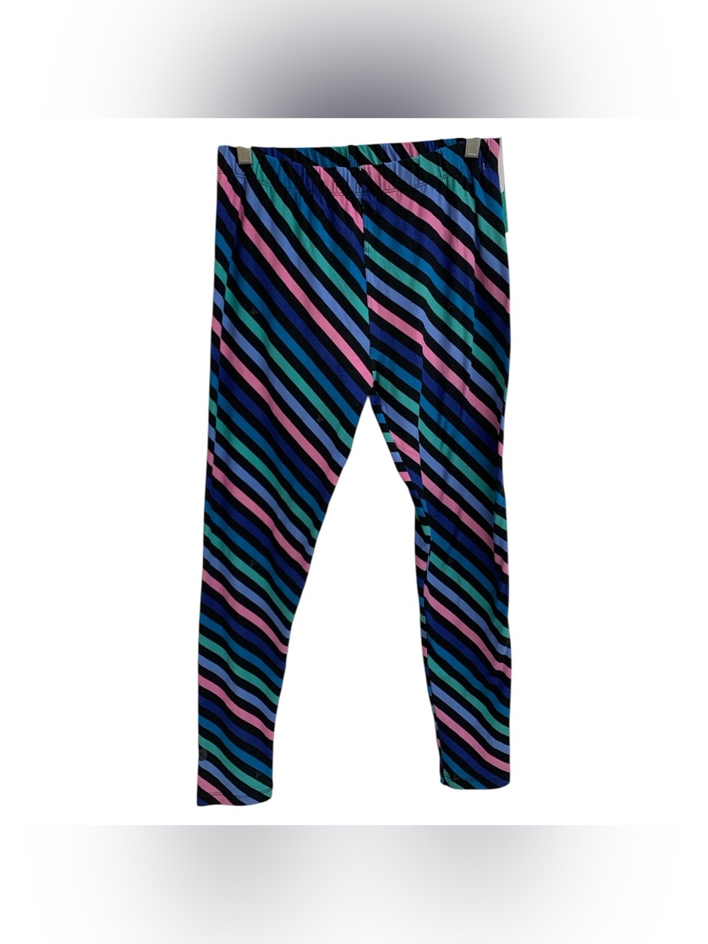 Sweetlegs NWT Diagonal Stripe Leggings in Blue, Teal & Pink Size M